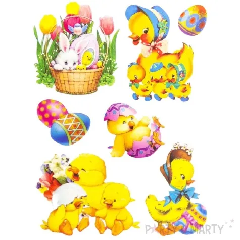 dekoracja na okno wielkanoc kurczaki w koszyczku aliga 9 szt