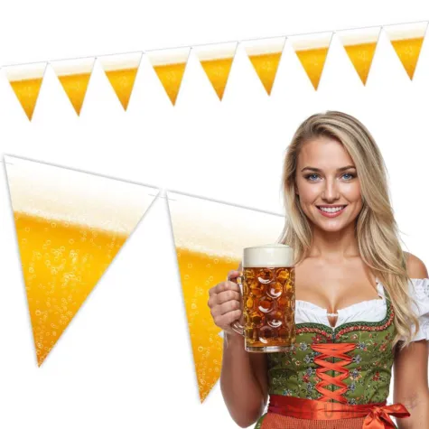 dekoracja na oktoberfest baner papierowy piwo z pianka girlanda do powieszenia 3 6 m