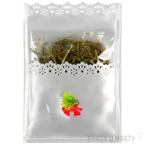 dekoracja na oplatek wigilijny czerwone dzwonki sianko arpex 14x16 cm