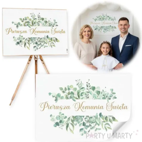dekoracja na pierwsza komunie swieta plakat eukaliptus beauty ozdoba komunijna ihs b2