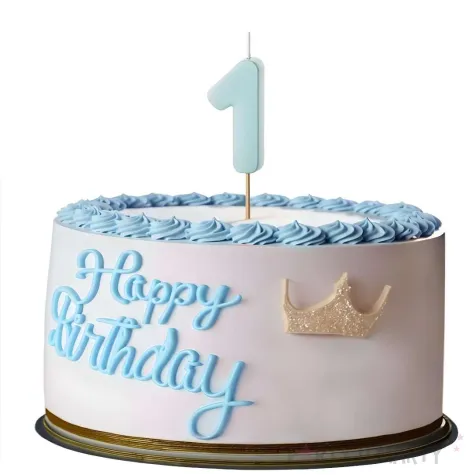 dekoracja na roczek swieczka na tort cyfra 1 urodziny niebieski 10 cm