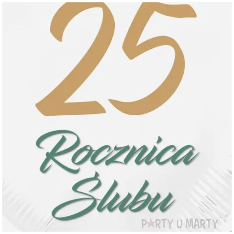 dekoracja na rocznice slubu srebrne gody balon foliowy serce liczba 25 bialy 18 hrt