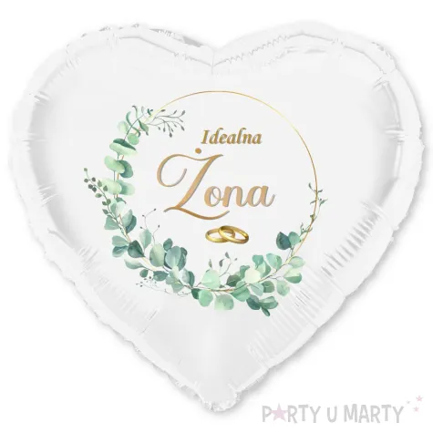 dekoracja na rocznice slubu wesele balon foliowy serce idealna zona bialy 18 hrt