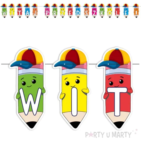 dekoracja na rozpoczecie roku w przedszkolu baner witaj przedszkole girlanda papierowa