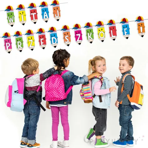 dekoracja na rozpoczecie roku w przedszkolu baner witaj przedszkole girlanda papierowa
