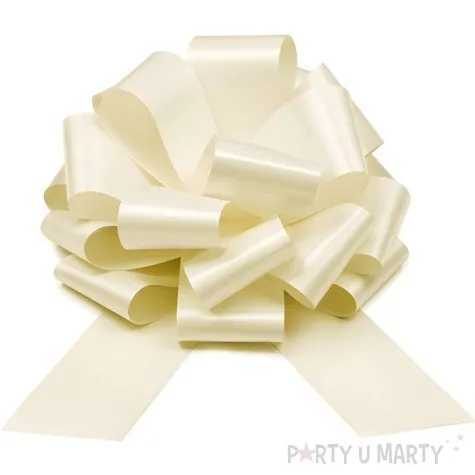 dekoracja na samochod kokarda kremowy partydeco 30 cm