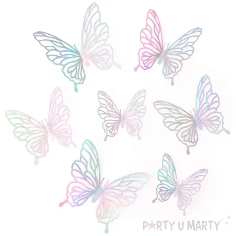 dekoracja na sciane motylki 3d azurowe opalizujace partypal 12 szt