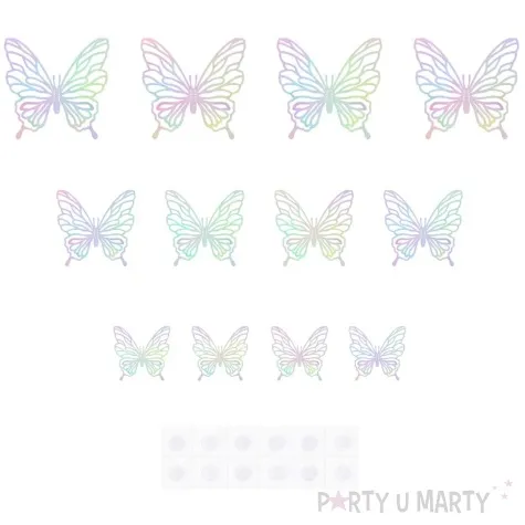 dekoracja na sciane motylki 3d azurowe opalizujace partypal 12 szt