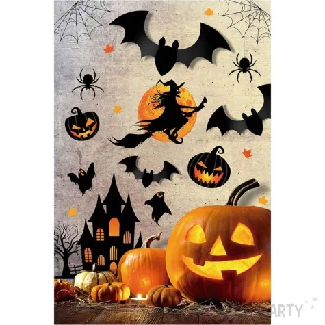 dekoracja na sciane pajaki i dynie halloween guirca