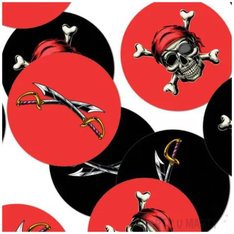 dekoracja na sciane pirat czerwony czarny congee 12 szt