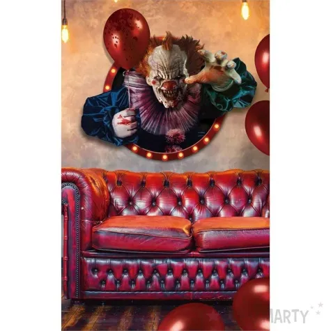 dekoracja na sciane straszny klaun z balonikiem guirca 70 x 80 cm