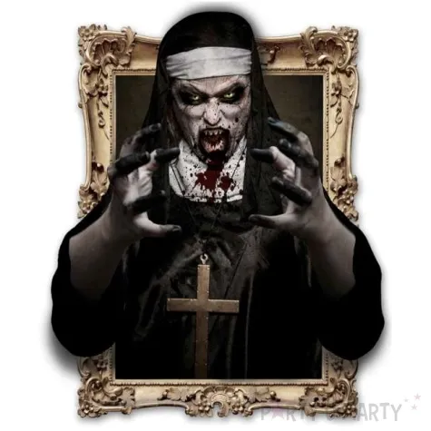dekoracja na sciane zakonnica halloween guirca 70x80 cm