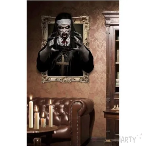 dekoracja na sciane zakonnica halloween guirca 70x80 cm