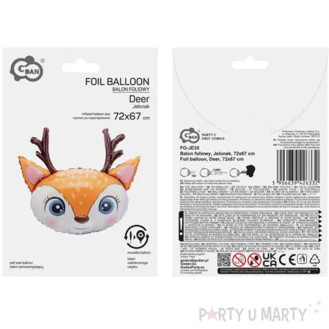 dekoracja na swieta boze narodzenie urodziny balon foliowy jelonek zwierzeta renifer 28 shp