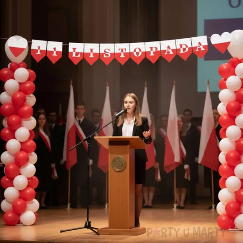 dekoracja na swieto 11 listopada baner flagi z sercem bialo czerwony 2 3 m