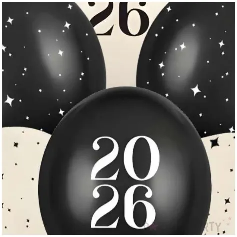 dekoracja na sylwestra balony lateksowe 2026 czarne kremowe nowy rok do girland 12 6 szt