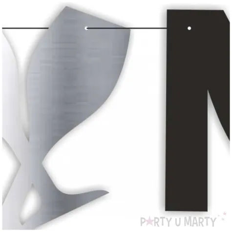 dekoracja na sylwestra baner nowy rok 2026 metalik srebrno czarny girlanda papierowa 2 2 m