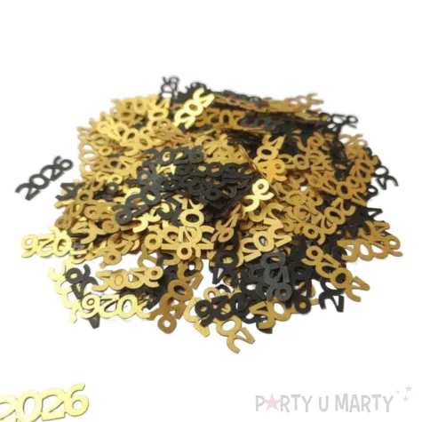 dekoracja na sylwestra konfetti papierowe nowy rok 2026 czarno zlote 60 szt