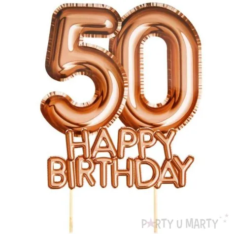 dekoracja na tort 50 urodziny glitz glamour szampanski neviti 22 cm