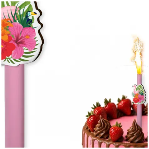 dekoracja na tort fontanna tortowa hello aloha rozowa raca urodzinowa 18 cm