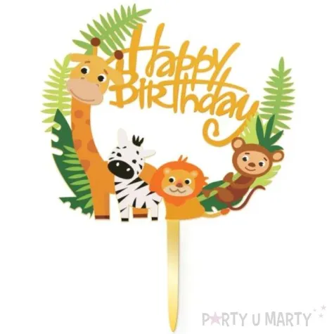 dekoracja na tort happy birthday w zoo partypal 15 cm