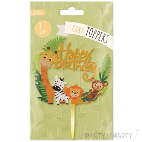 dekoracja na tort happy birthday w zoo partypal 15 cm