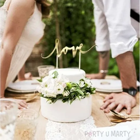 dekoracja na tort happy birthday zlota partydeco 22 5 cm