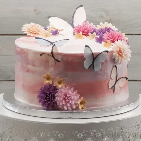 dekoracja na tort kwiat georginia rozowo fioletowa dekora 12 szt