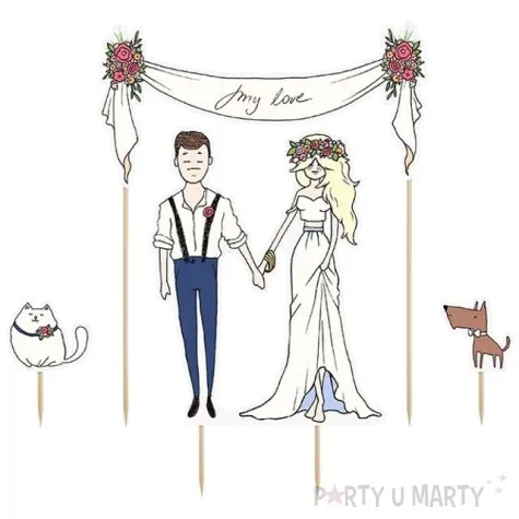 dekoracja na tort my love partydeco 8 23 cm 4 szt