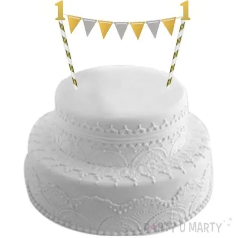 dekoracja na tort slomkowa urodziny 1 roczek zlota