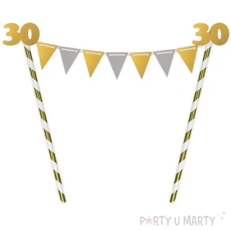 dekoracja na tort slomkowa urodziny 30 zlota