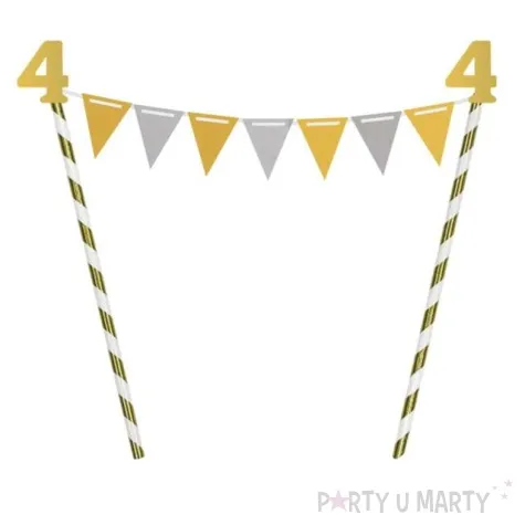 dekoracja na tort slomkowa urodziny 4 zlota