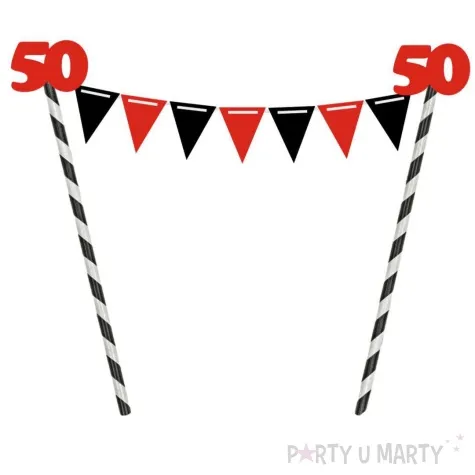 dekoracja na tort slomkowa urodziny 50 czerwona