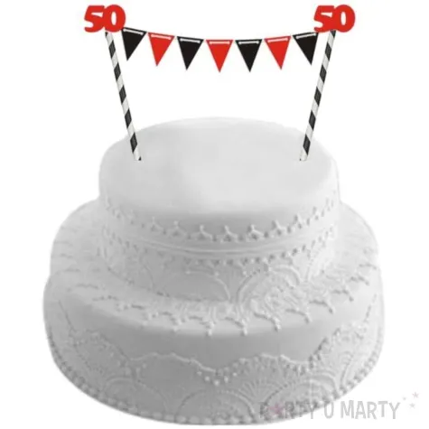 dekoracja na tort slomkowa urodziny 50 czerwona