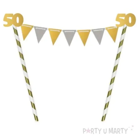 dekoracja na tort slomkowa urodziny 50 zlota