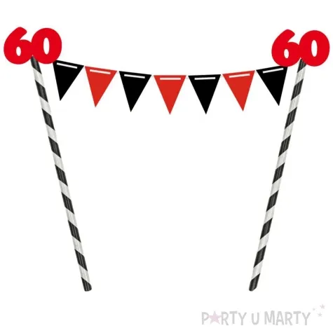 dekoracja na tort slomkowa urodziny 60 czerwona