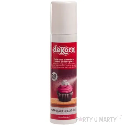 dekoracja na tort spray spozywczy srebrny dekora 100 ml