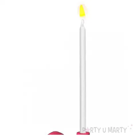 dekoracja na tort swiecznik liczba 60 biala swieczka rozowy