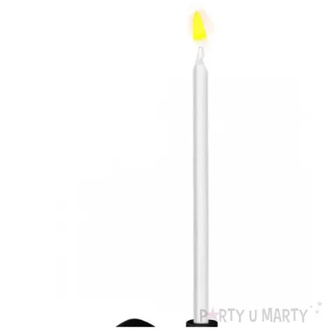 dekoracja na tort swiecznik liczba 60 brokatowa biala swieczka czarny