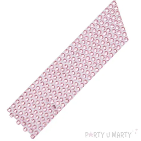 dekoracja na tort tasma z cyrkoniami rozowa dekora 1m