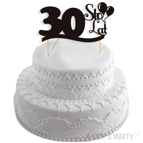 dekoracja na tort topper 30 urodziny czarny 17 cm