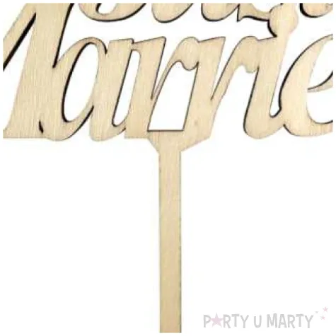 dekoracja na tort topper just married drewniany godan 13 cm