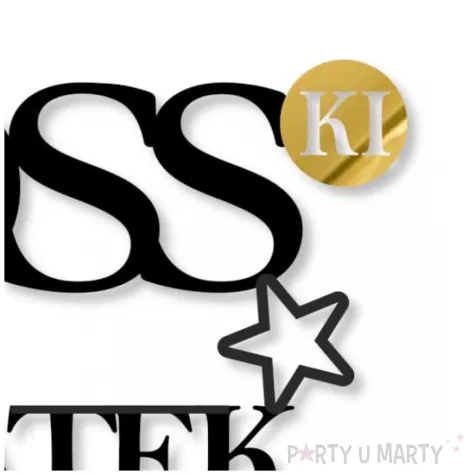 dekoracja na tort topper papierowy bosski 18 latek zloto czarny 16 cm