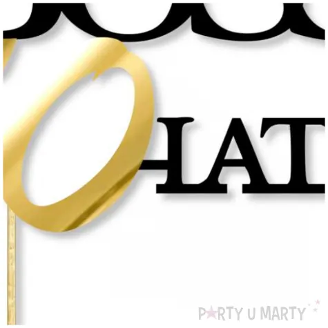 dekoracja na tort topper papierowy bosski 50 latek zloto czarny 16 cm