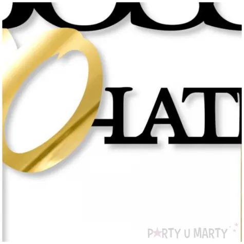 dekoracja na tort topper papierowy bosski 70 latek zloto czarny 16 cm