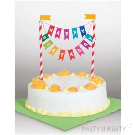 dekoracja na tortu happy birthday baner mix unique 20 cm