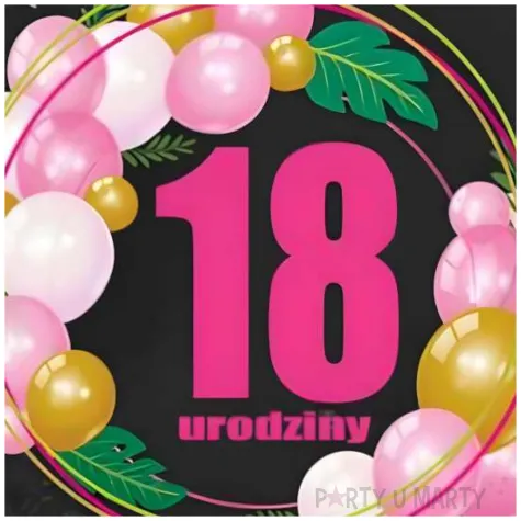 dekoracja na urodziny balon foliowy baloniki liczba 18 czarno rozowy 18 rnd