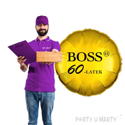 dekoracja na urodziny balon foliowy bosski 60 latek zloty prezent do girlandy 18 rnd