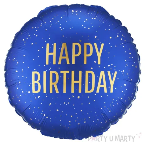 dekoracja na urodziny balon foliowy happy birthday granatowy matowy do girland 18 rnd
