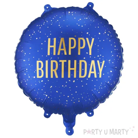 dekoracja na urodziny balon foliowy happy birthday granatowy matowy do girland 18 rnd